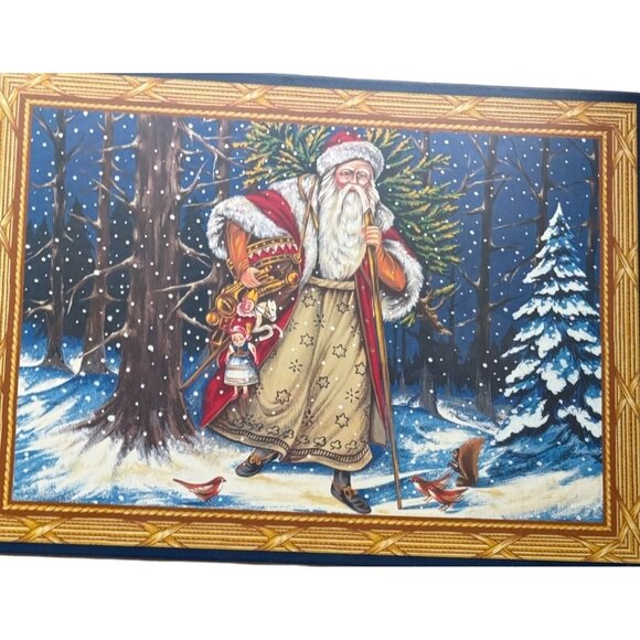 Christopher Radko Home for the Holiday Santa Placemat  Set Cork Back W/ Box - No - Picture 3 of 6